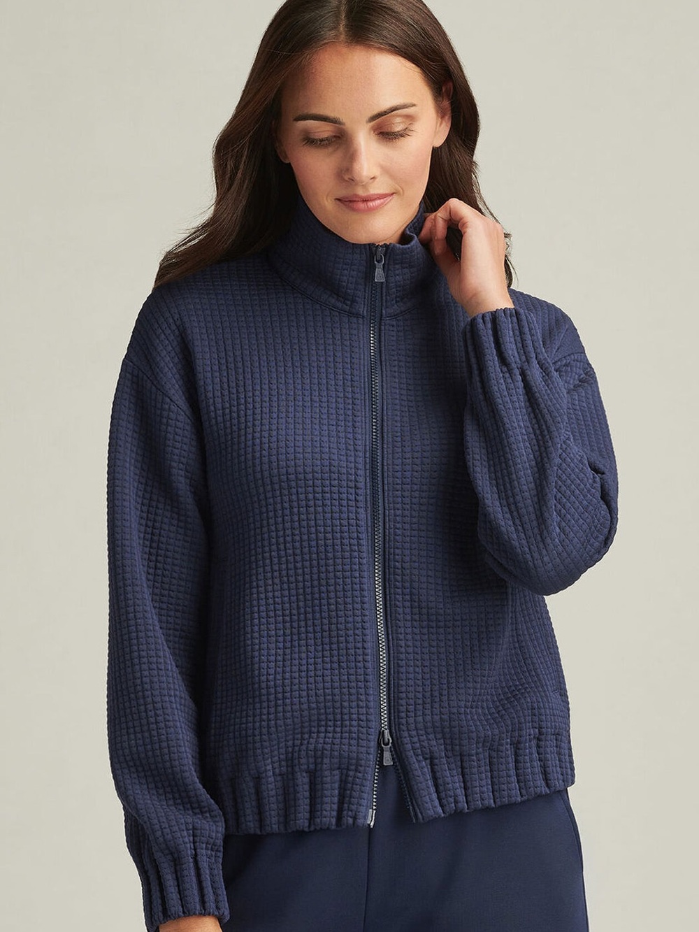 NWT Peter Millar Women's Navy Waffle-Knit Sweatshirt